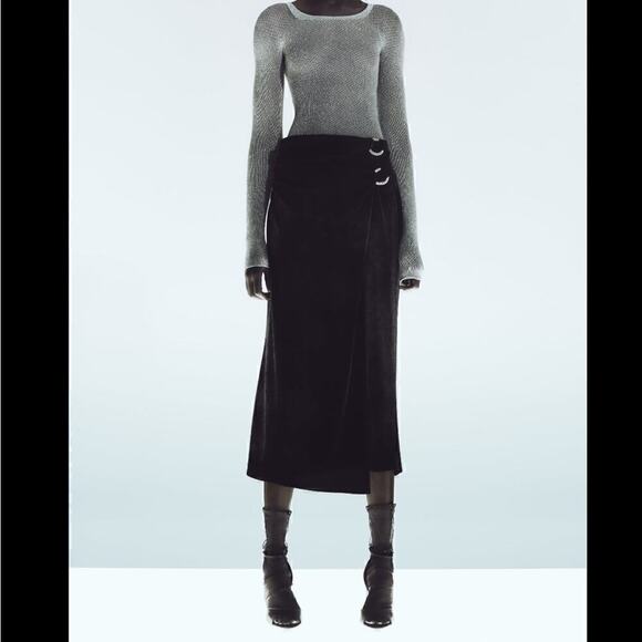 Zara Dresses & Skirts - SIZE XS - RHINESTONE RING VELVET MIDI SKIRT - BRAND NEW WITH TAG